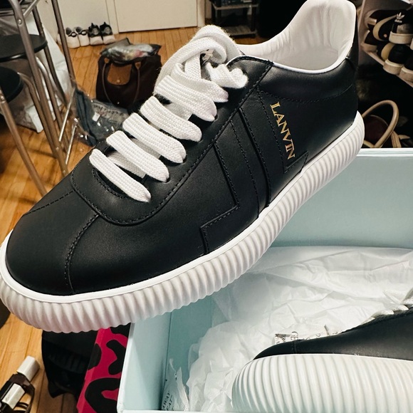 Authentic LANVIIN New Black Sneakers with dust Bag and Box size 6 - Picture 5 of 11